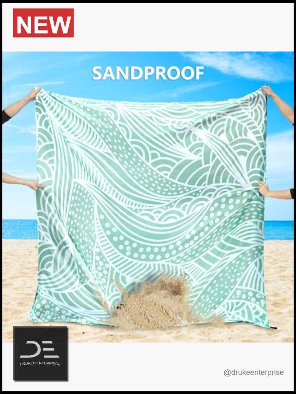Waterproof Sandproof Beach Blanket for 2-4 Adults Quick Drying Outdoor Picnic - Picture 4 of 6